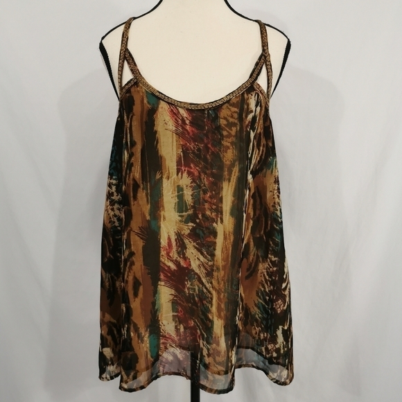 Rock & Republic Animal Print Lined Tank - Sz L - Picture 1 of 7